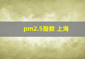 pm2.5指数 上海